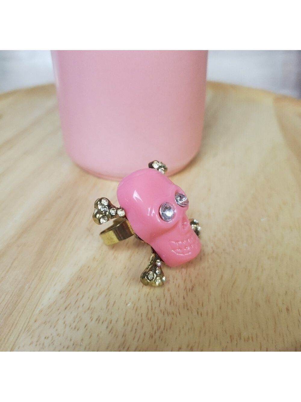 Pink Sugar Skull Ring New - Picture 1 of 7